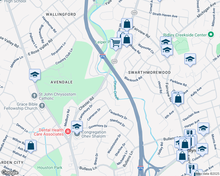 map of restaurants, bars, coffee shops, grocery stores, and more near 700 Avondale Road in Nether Providence Township