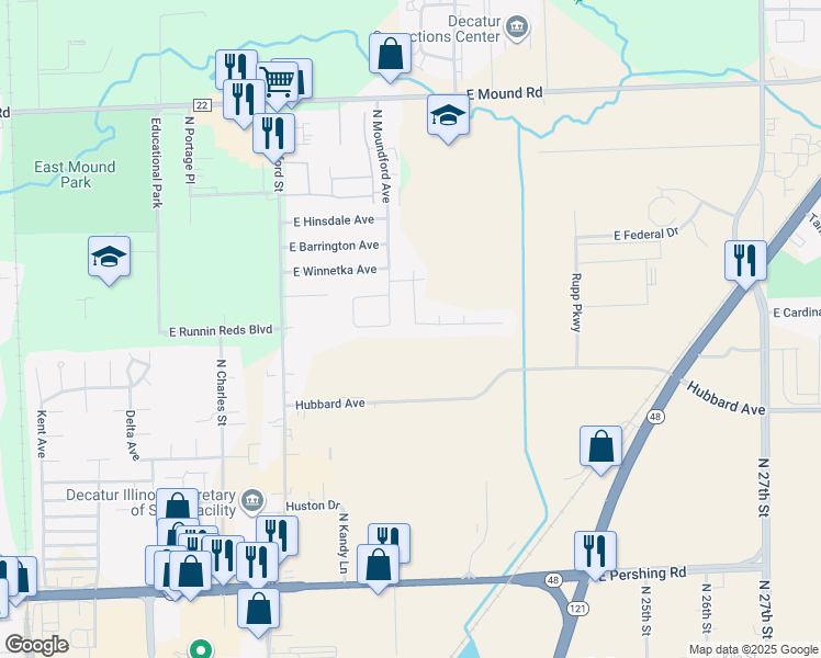 map of restaurants, bars, coffee shops, grocery stores, and more near 1761-1769 Moundford Ct in Decatur