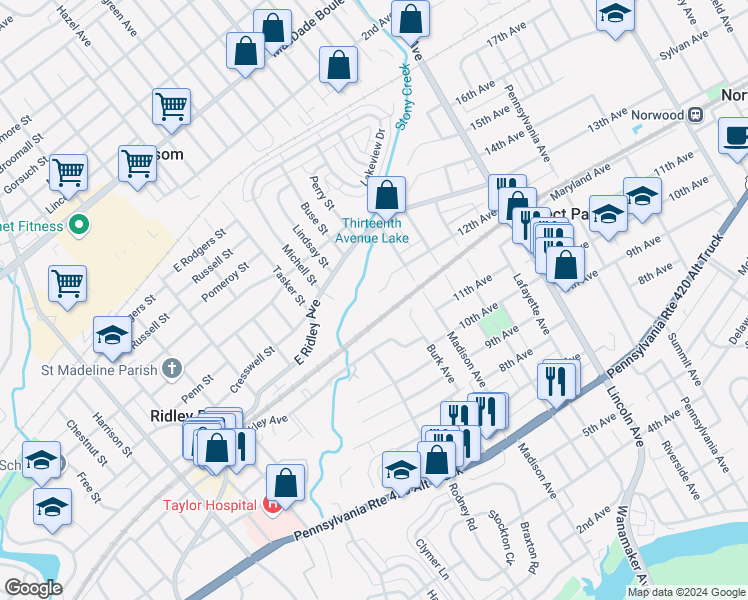 map of restaurants, bars, coffee shops, grocery stores, and more near 1026 12th Avenue in Prospect Park
