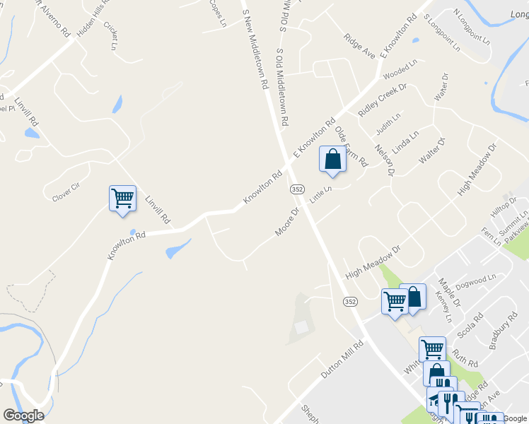 map of restaurants, bars, coffee shops, grocery stores, and more near 34 Knowlton Road in Media