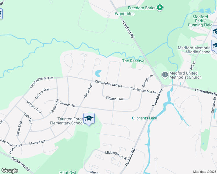 map of restaurants, bars, coffee shops, grocery stores, and more near 37 Christopher Mill Road in Medford