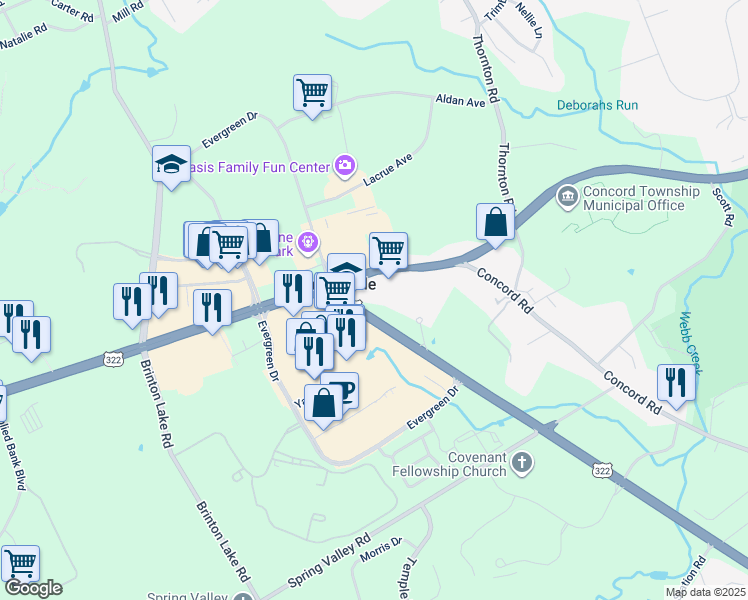 map of restaurants, bars, coffee shops, grocery stores, and more near 806 Baltimore Pike in Glen Mills