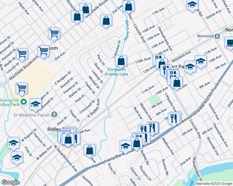 map of restaurants, bars, coffee shops, grocery stores, and more near 1026 12th Avenue in Prospect Park