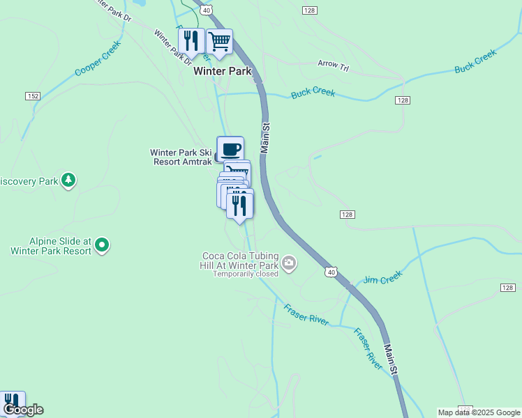 map of restaurants, bars, coffee shops, grocery stores, and more near 580 Winter Park Drive in Winter Park