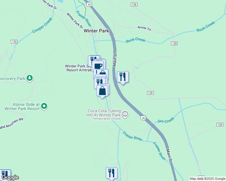 map of restaurants, bars, coffee shops, grocery stores, and more near 580 Winter Park Drive in Winter Park