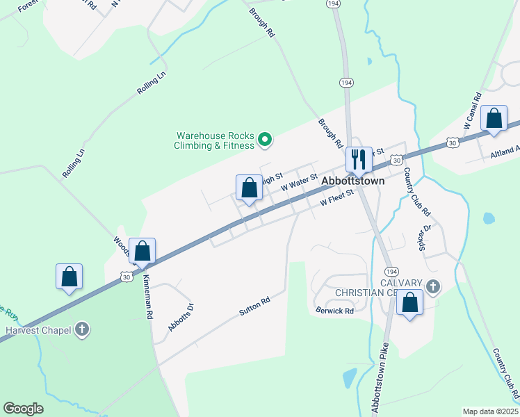 map of restaurants, bars, coffee shops, grocery stores, and more near 337 Lincoln Highway in Abbottstown