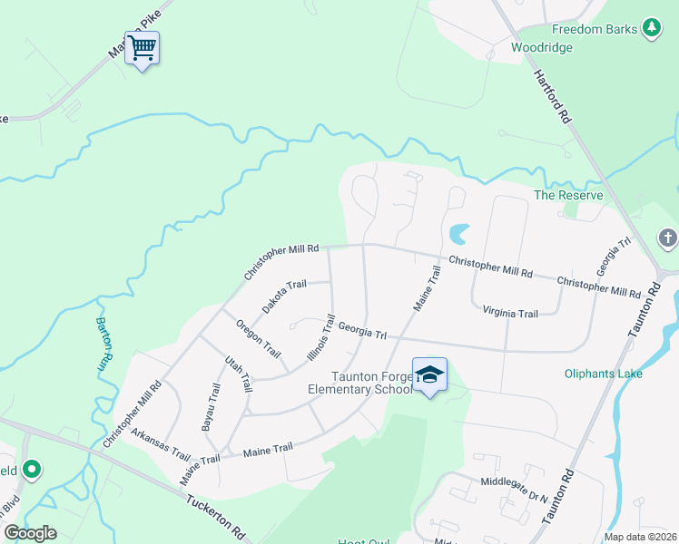 map of restaurants, bars, coffee shops, grocery stores, and more near 5 Illinois Trail in Medford