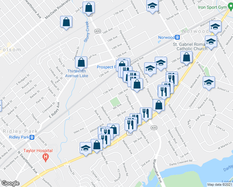 map of restaurants, bars, coffee shops, grocery stores, and more near 845 10th Avenue in Prospect Park