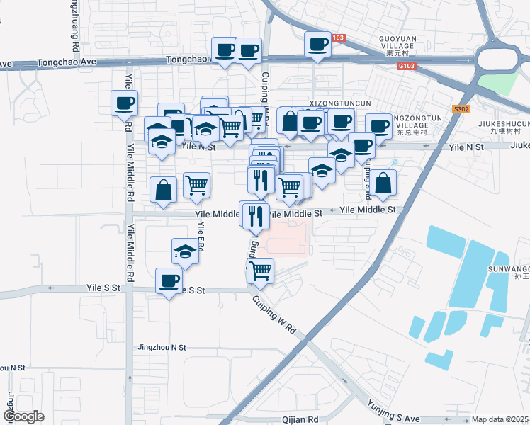 map of restaurants, bars, coffee shops, grocery stores, and more near in 