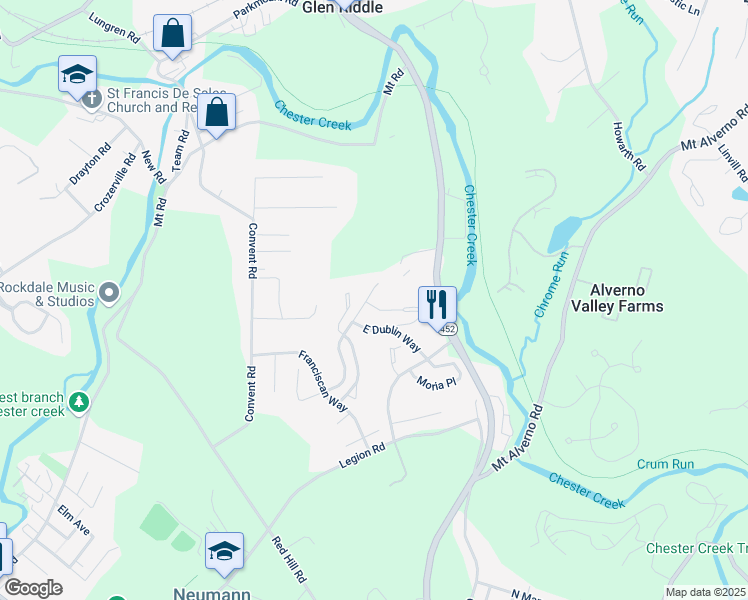 map of restaurants, bars, coffee shops, grocery stores, and more near 341 Cashel Court in Aston