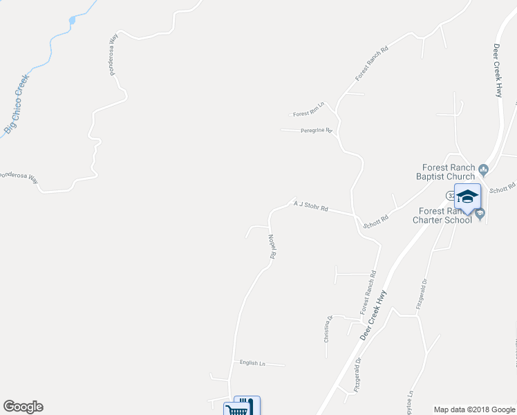 map of restaurants, bars, coffee shops, grocery stores, and more near 4657 A J Stohr Road in Forest Ranch
