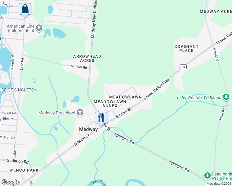 map of restaurants, bars, coffee shops, grocery stores, and more near 22 Sunset Mc Creary Drive in Medway