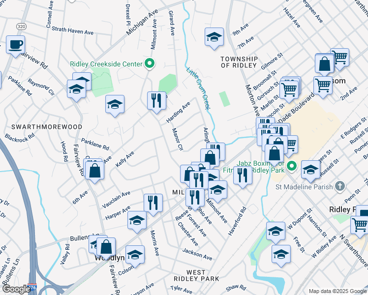 map of restaurants, bars, coffee shops, grocery stores, and more near 530 Manor Circle in Folsom