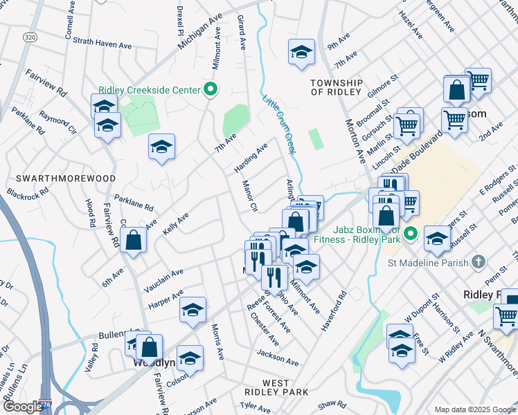 map of restaurants, bars, coffee shops, grocery stores, and more near 530 Manor Circle in Folsom