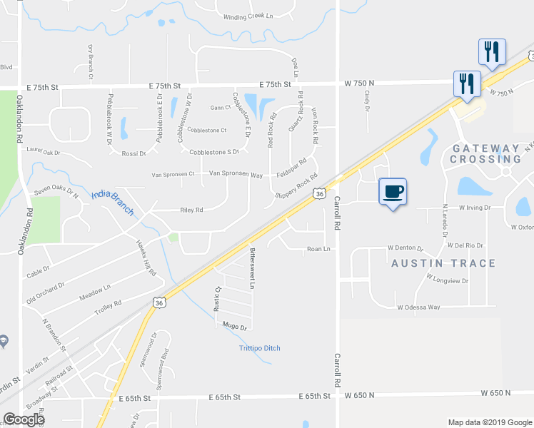 map of restaurants, bars, coffee shops, grocery stores, and more near 7209 Wet Rock Court in Indianapolis
