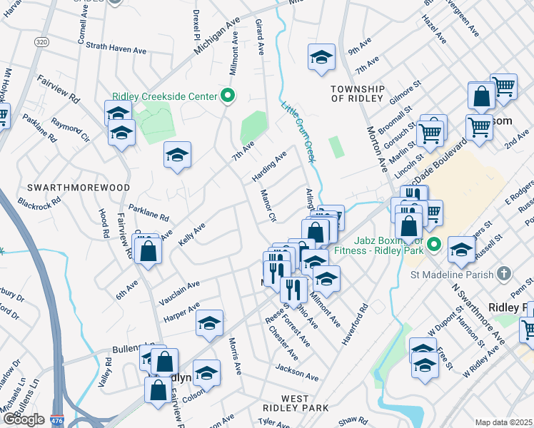 map of restaurants, bars, coffee shops, grocery stores, and more near 531 Manor Circle in Folsom