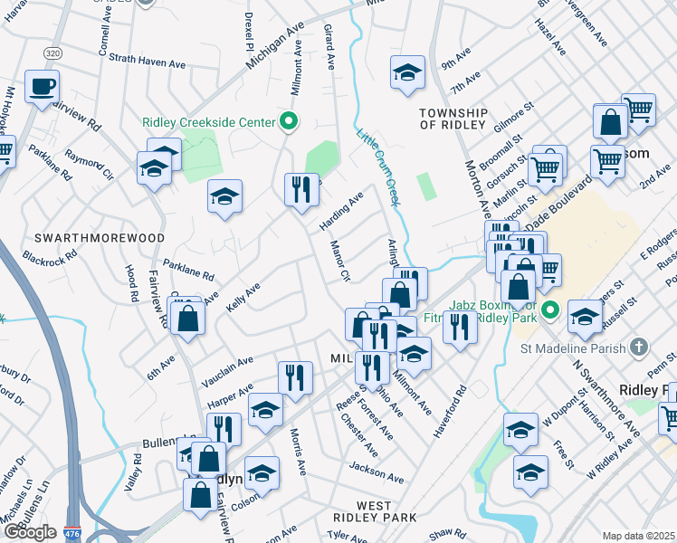 map of restaurants, bars, coffee shops, grocery stores, and more near 531 Manor Circle in Folsom