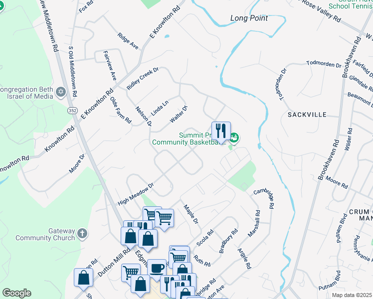 map of restaurants, bars, coffee shops, grocery stores, and more near 500 Meadowpark Lane in Media