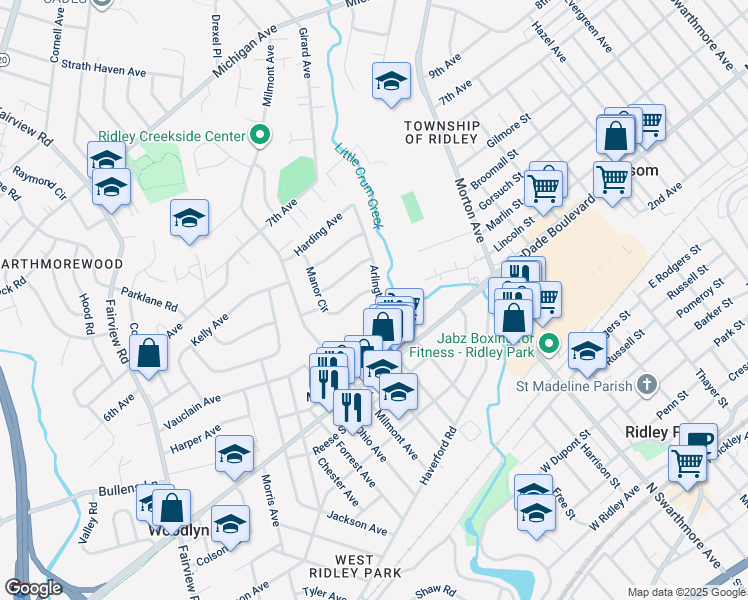 map of restaurants, bars, coffee shops, grocery stores, and more near 423 Arlington Avenue in Folsom