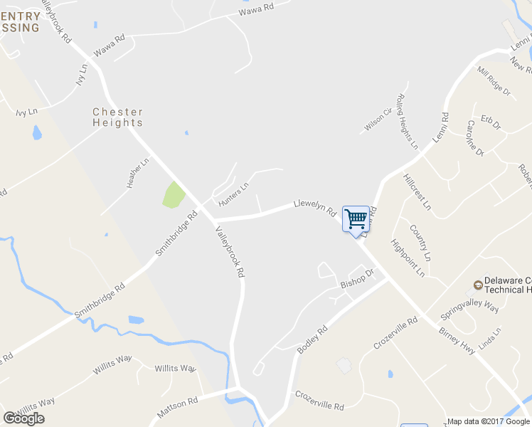map of restaurants, bars, coffee shops, grocery stores, and more near 257 Llewelyn Road in Chester Heights