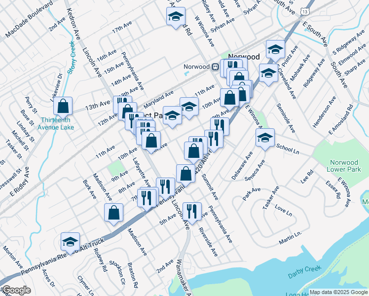 map of restaurants, bars, coffee shops, grocery stores, and more near 803 Summit Avenue in Prospect Park