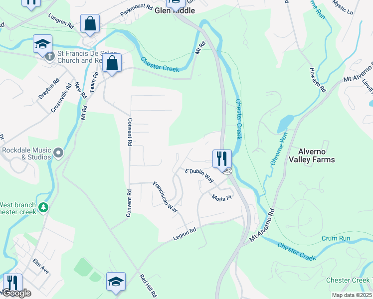 map of restaurants, bars, coffee shops, grocery stores, and more near 331 Cashel Court in Aston