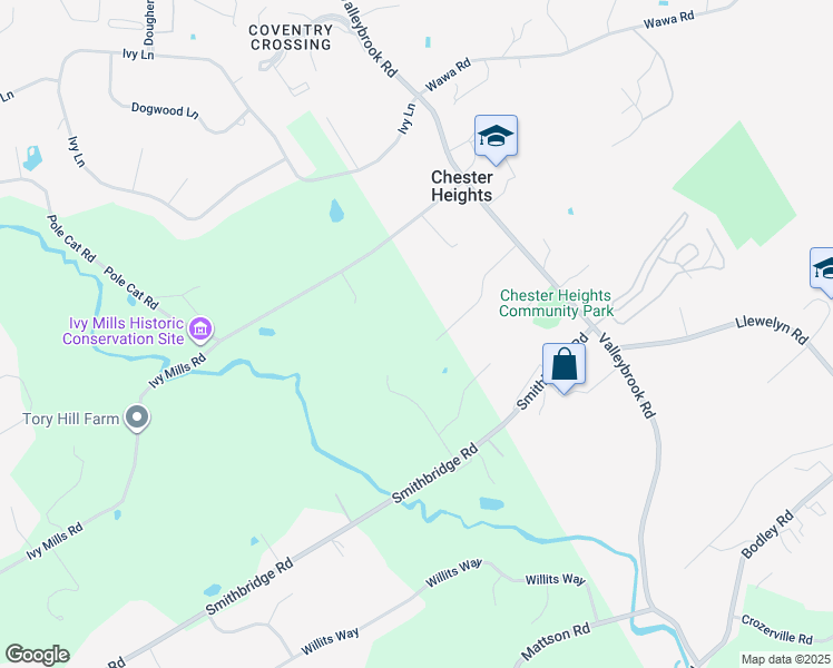 map of restaurants, bars, coffee shops, grocery stores, and more near 6 Heather Lane in Chester Heights