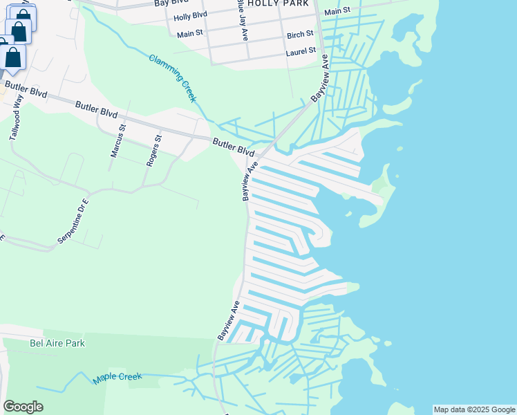 map of restaurants, bars, coffee shops, grocery stores, and more near 204 Evergreen Drive in Berkeley Township