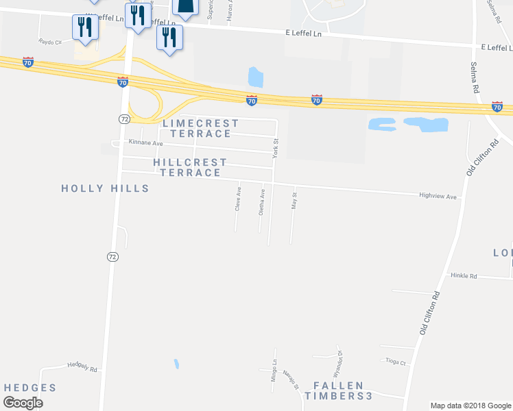 map of restaurants, bars, coffee shops, grocery stores, and more near 2825 Oletha Avenue in Springfield