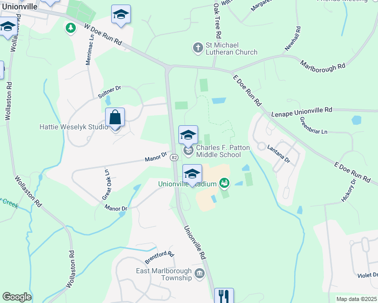 map of restaurants, bars, coffee shops, grocery stores, and more near 760 Unionville Road in Kennett Square