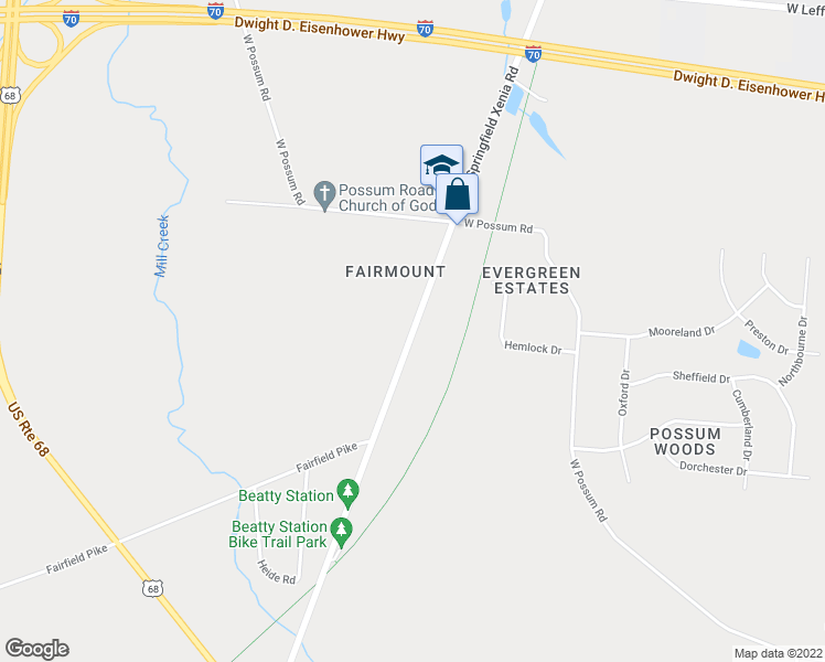 map of restaurants, bars, coffee shops, grocery stores, and more near South Yellow Springs Street in Springfield