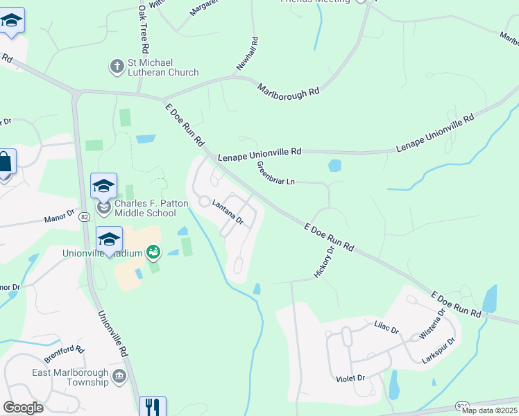 map of restaurants, bars, coffee shops, grocery stores, and more near 306 Astilbe Drive in Kennett Square