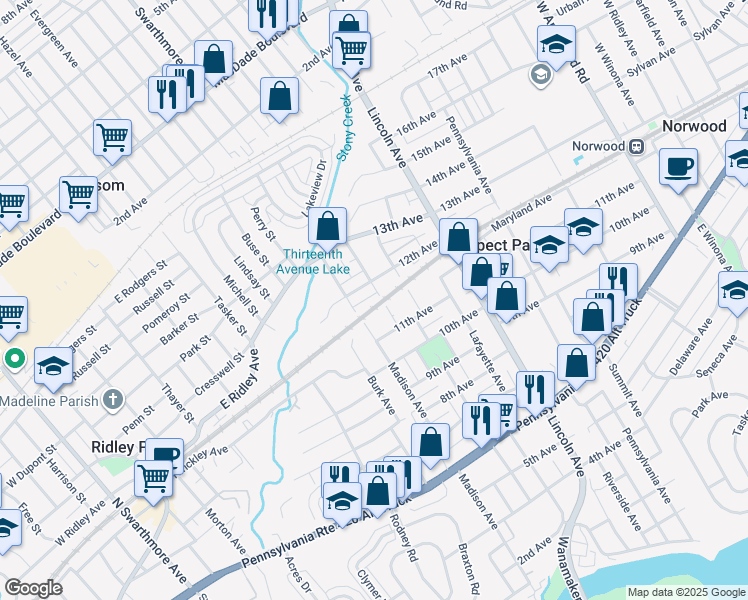 map of restaurants, bars, coffee shops, grocery stores, and more near 924 12th Avenue in Prospect Park