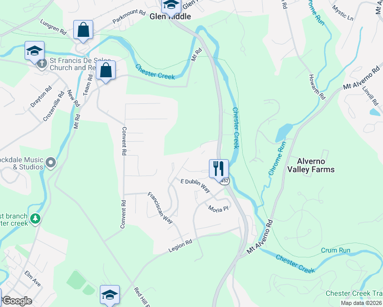 map of restaurants, bars, coffee shops, grocery stores, and more near 347 Cashel Court in Aston