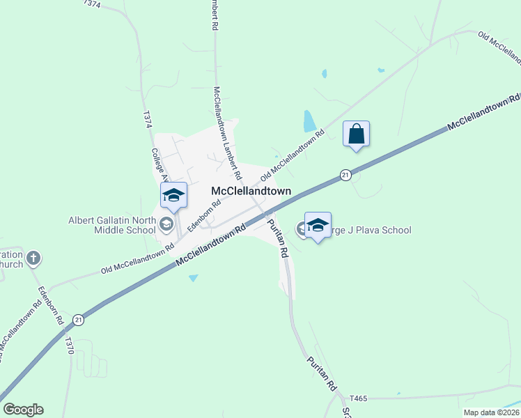 map of restaurants, bars, coffee shops, grocery stores, and more near 105 Blaine Avenue in McClellandtown