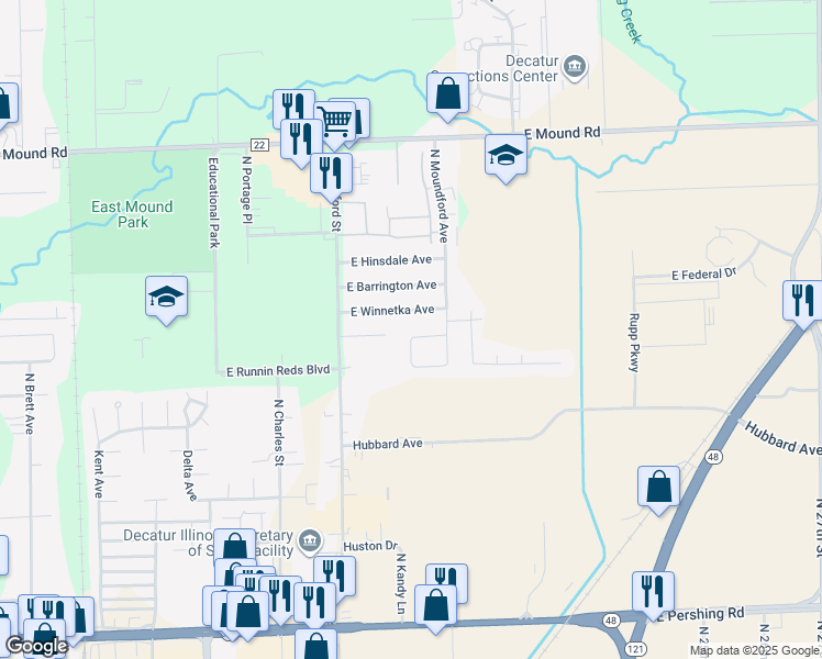 map of restaurants, bars, coffee shops, grocery stores, and more near 1761 Moundford Court in Decatur