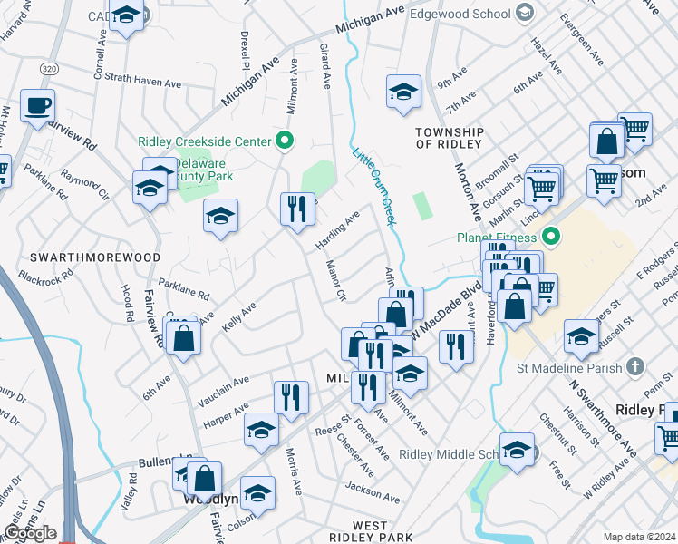map of restaurants, bars, coffee shops, grocery stores, and more near 528 Manor Circle in Folsom