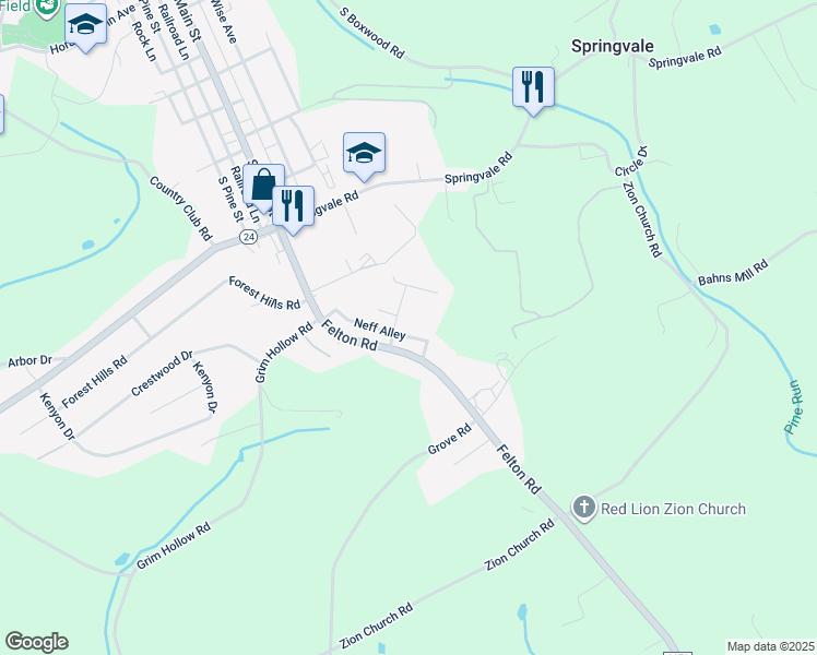 map of restaurants, bars, coffee shops, grocery stores, and more near 925 Penn Avenue in Red Lion