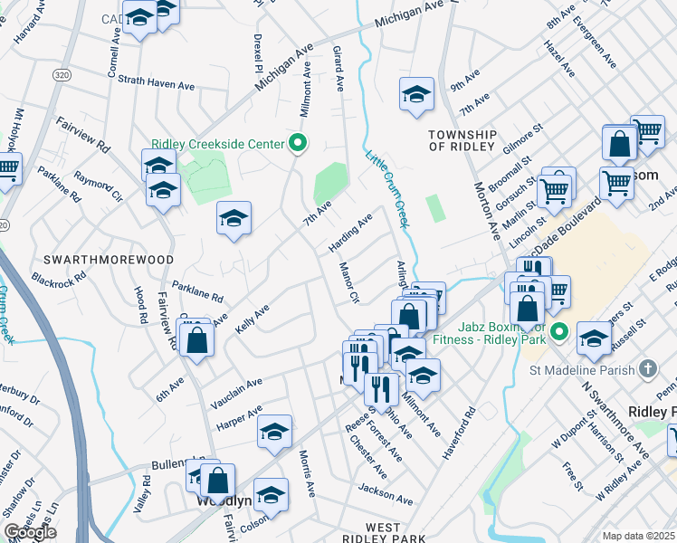 map of restaurants, bars, coffee shops, grocery stores, and more near 541 Manor Circle in Folsom