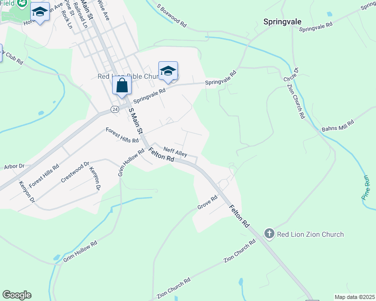 map of restaurants, bars, coffee shops, grocery stores, and more near 925 Penn Avenue in Red Lion