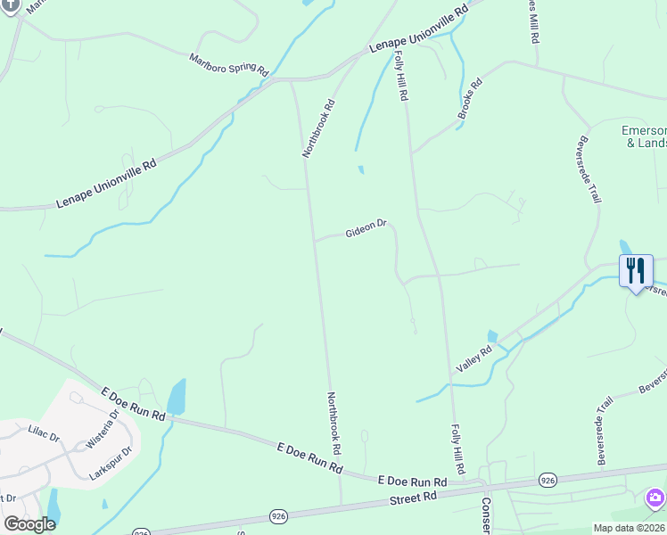 map of restaurants, bars, coffee shops, grocery stores, and more near 734 Northbrook Road in Kennett Square