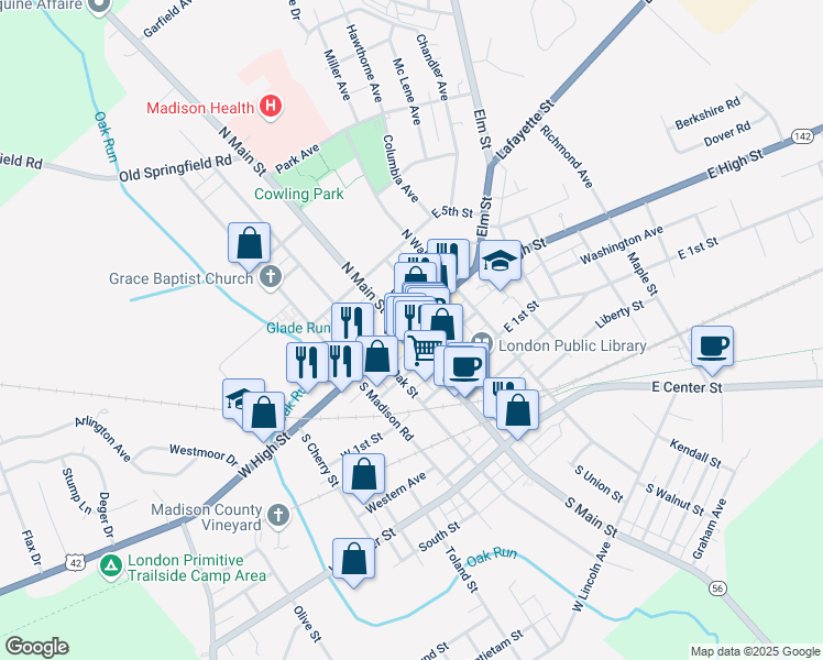 map of restaurants, bars, coffee shops, grocery stores, and more near 1143 Daines Court in London