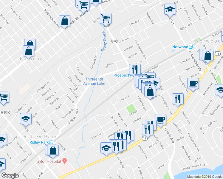 map of restaurants, bars, coffee shops, grocery stores, and more near 924 12th Avenue in Prospect Park