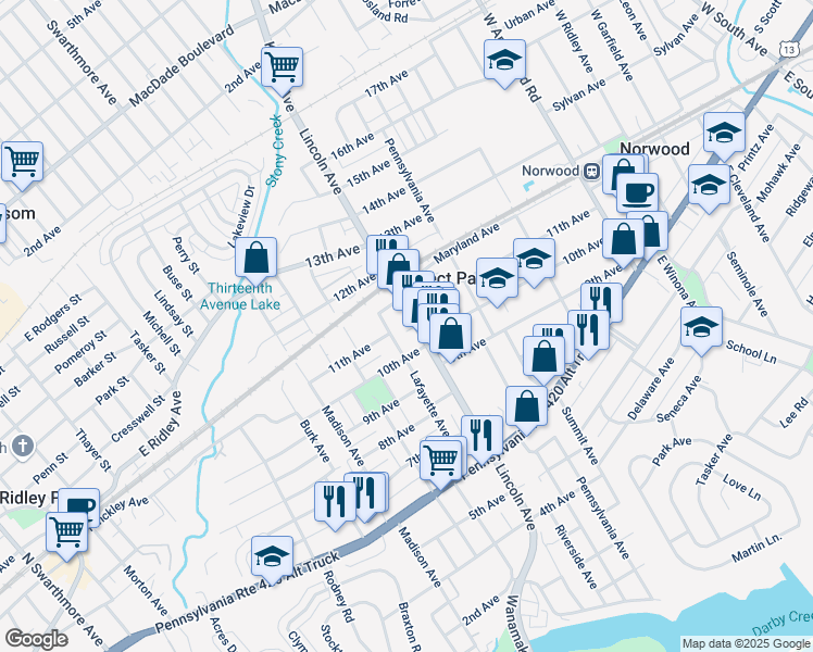 map of restaurants, bars, coffee shops, grocery stores, and more near 1009 Lincoln Avenue in Prospect Park