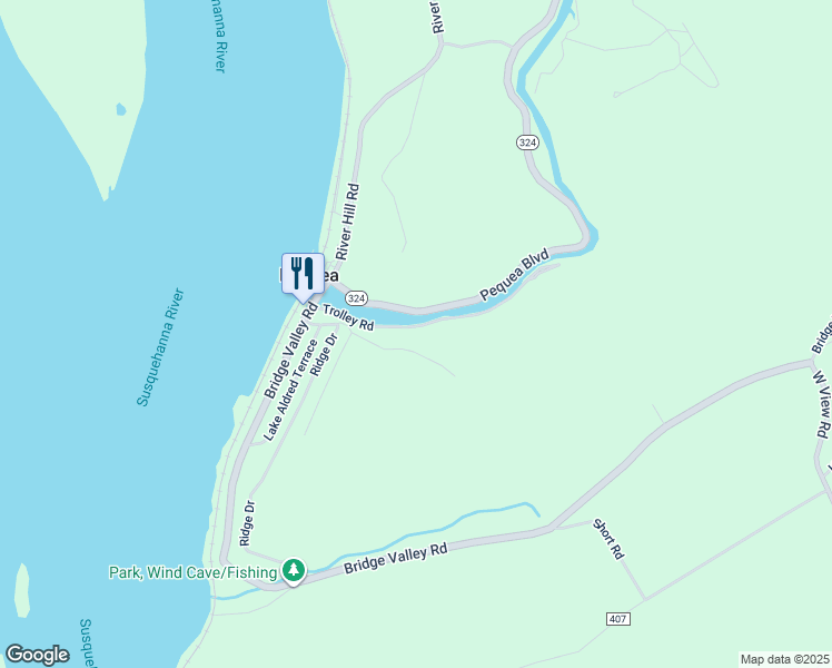 map of restaurants, bars, coffee shops, grocery stores, and more near 16 Trolley Road in Pequea