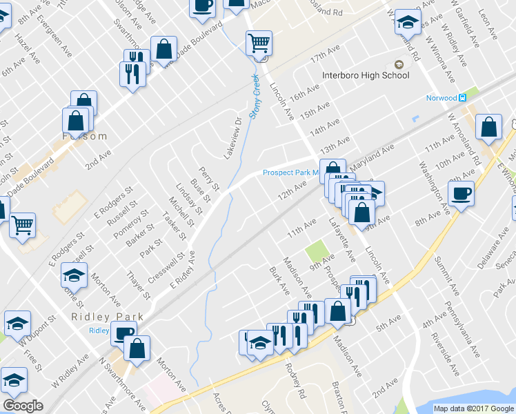 map of restaurants, bars, coffee shops, grocery stores, and more near 943 12th Avenue in Prospect Park