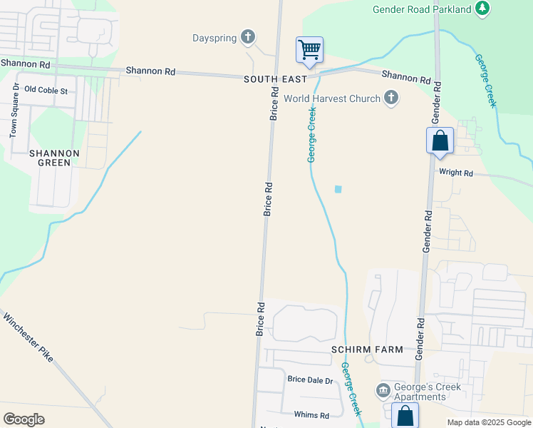 map of restaurants, bars, coffee shops, grocery stores, and more near 4000 Brice Road in Canal Winchester