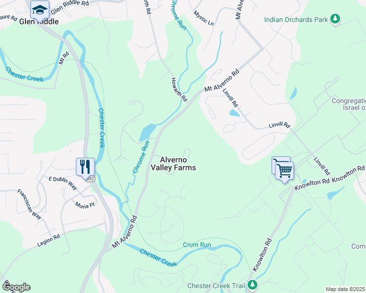 map of restaurants, bars, coffee shops, grocery stores, and more near 519 Summit Court in Media
