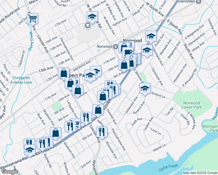 map of restaurants, bars, coffee shops, grocery stores, and more near 605 8th Avenue in Prospect Park