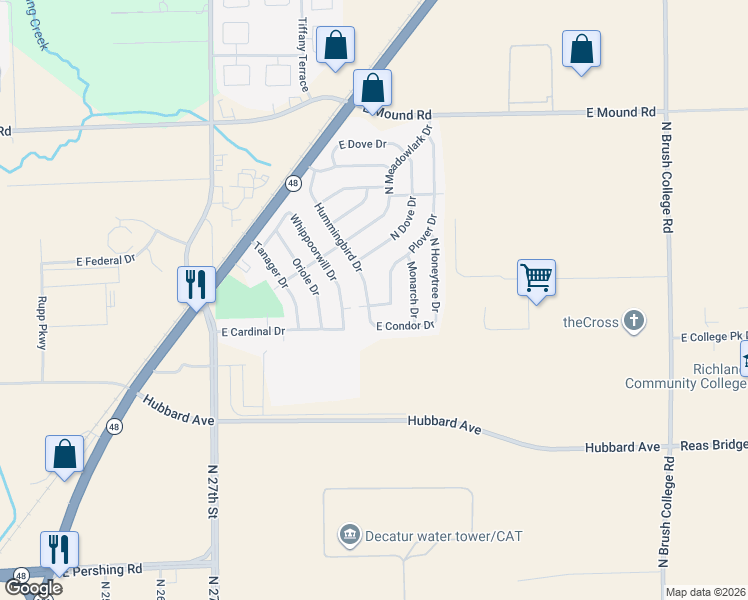 map of restaurants, bars, coffee shops, grocery stores, and more near 3427-3479 Hummingbird Dr in Decatur